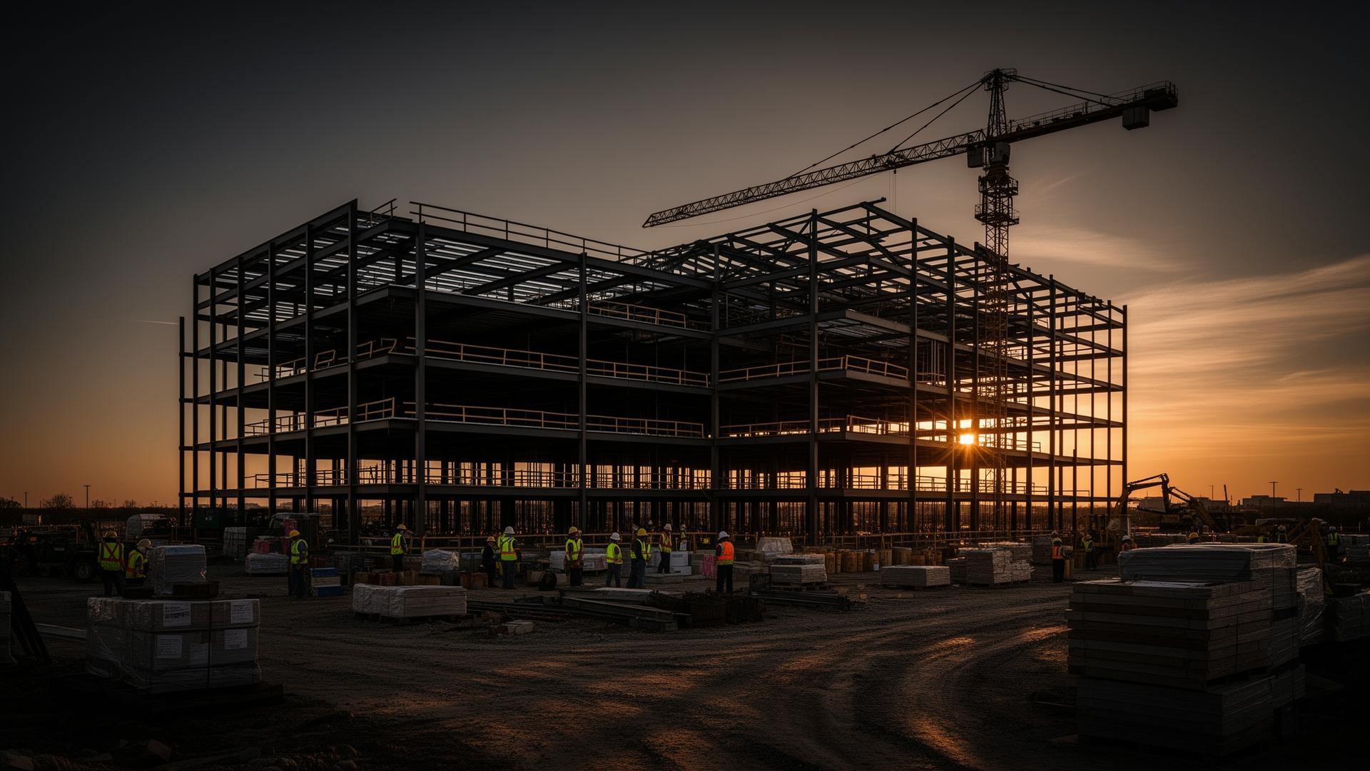 Trifecta Development construction site at golden hour in Texas